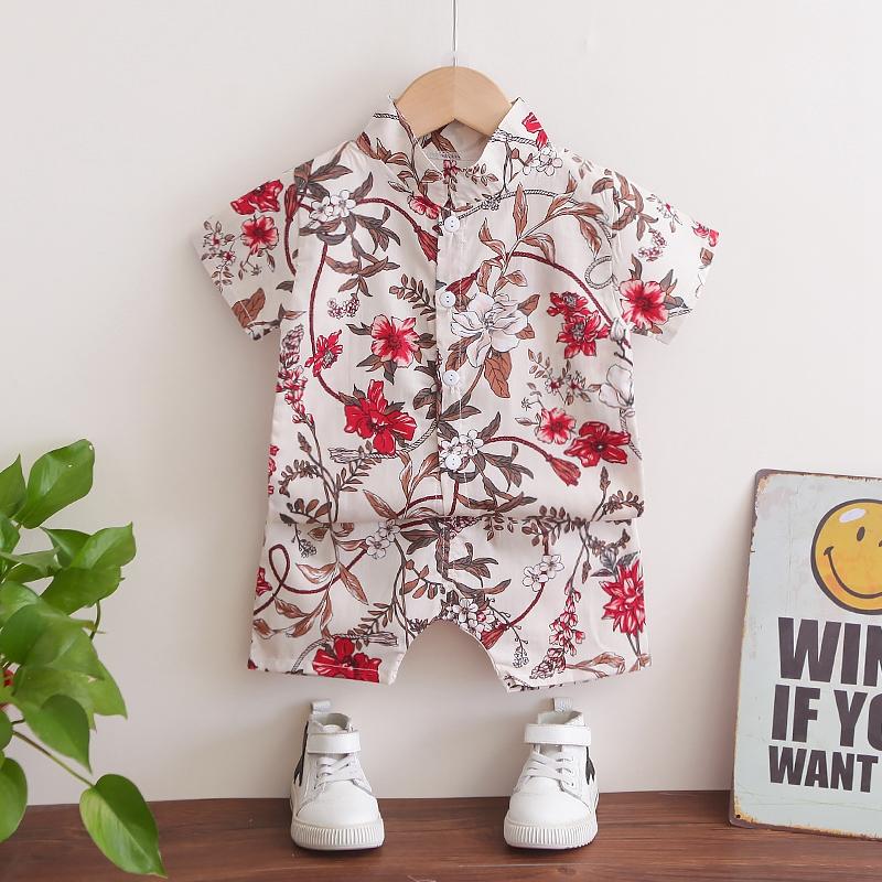 2-piece Floral Short Sleeve Shirt & Floral Shorts for Toddler Boy Children's Clothing - PrettyKid