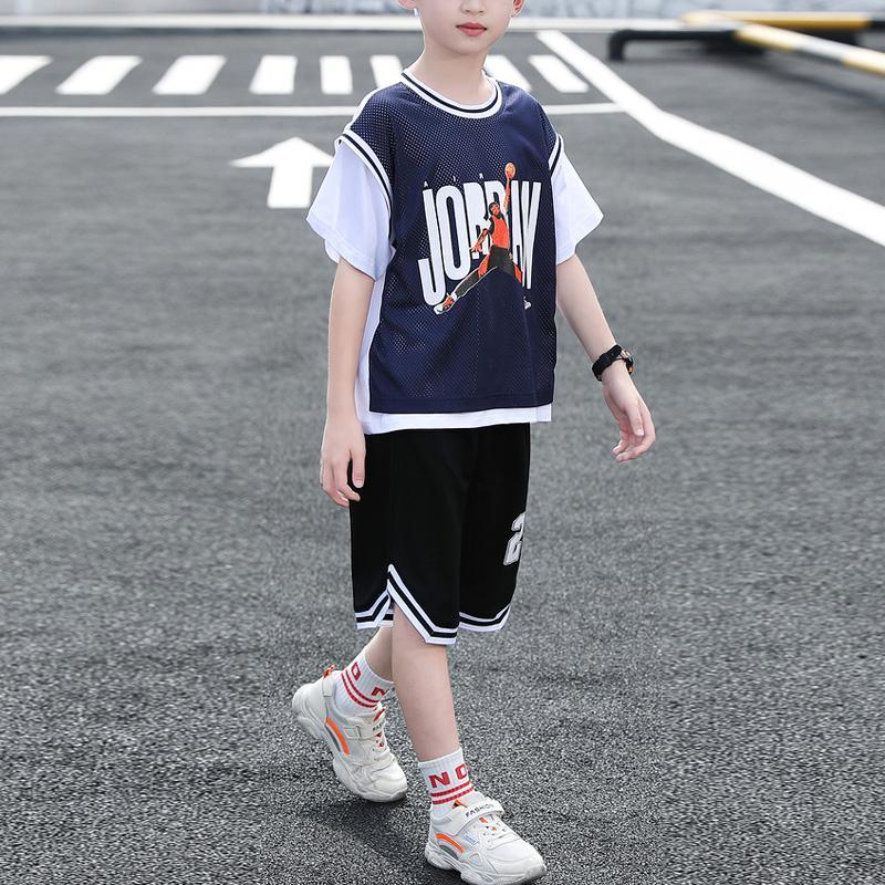 Kid Boy Sports Contrast Color Top & Shorts - PrettyKid