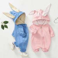 Long-Sleeve Solid 3D Design Rabbit Ear Jumpsuit - PrettyKid