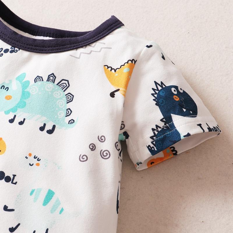 Baby Boy Cartoon Dinosaur Print Romper Children's Clothing - PrettyKid