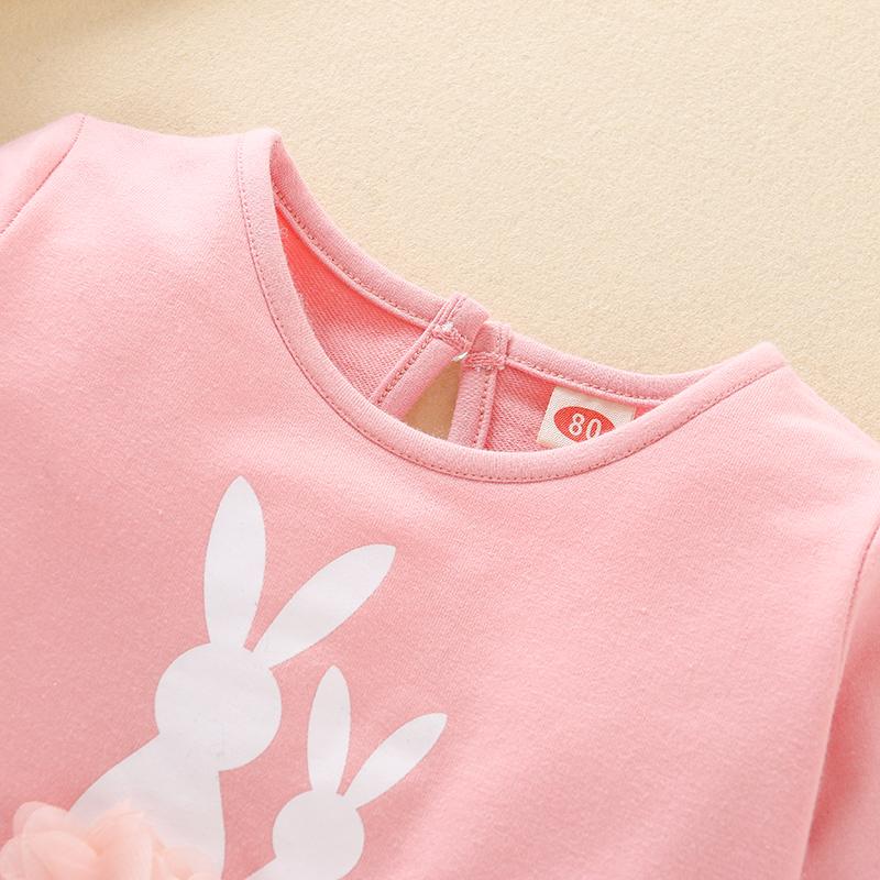 Rabbit Pattern Plaid Dress for Baby Girl - PrettyKid