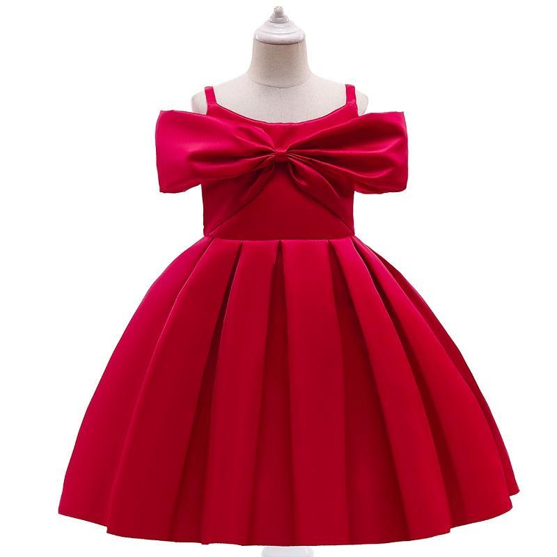 Girl Bowknot Decor Solid Color Sleeveless Formal Dress - PrettyKid