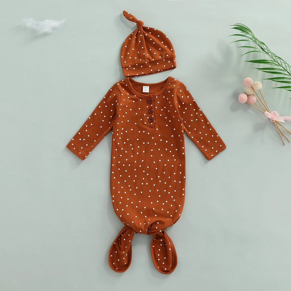 Baby Polka Dots Half-Buttom Sleeping Bag & Hats - PrettyKid