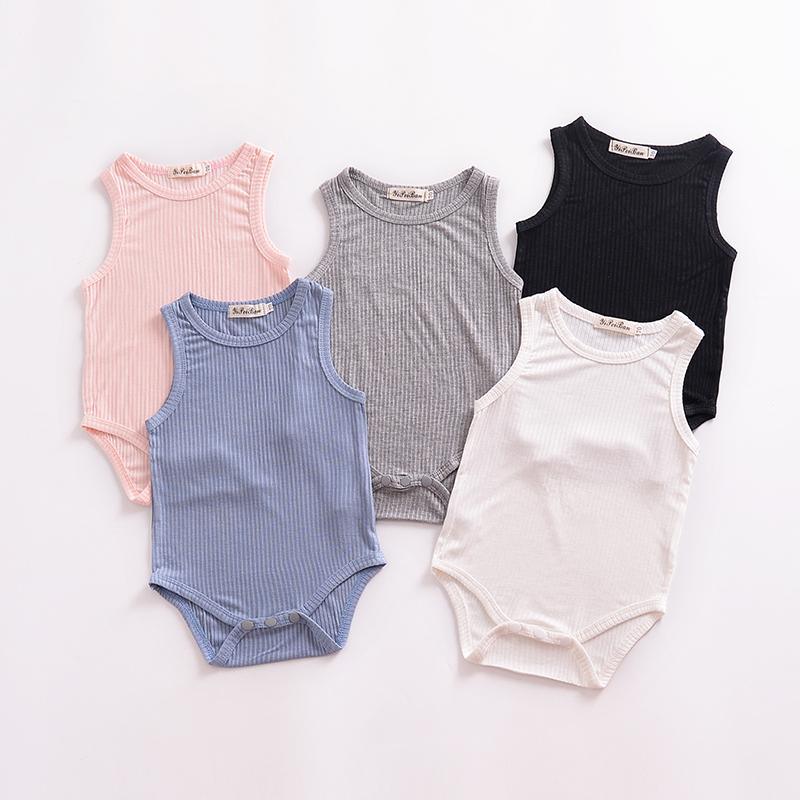 Solid Sleeveless Knitted Bodysuit Wholesale children's clothing - PrettyKid