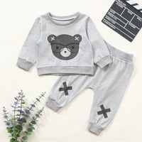 2-piece Bear Pattern Sweatshirts & Pants for Baby Boy - PrettyKid