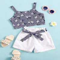 Grow Girl Stripe Flower Print Cime Top & Shorts - PrettyKid