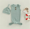 0-24M Baby Ribbed Solid Color Sleeveless Sleeping Bag & Hats - PrettyKid