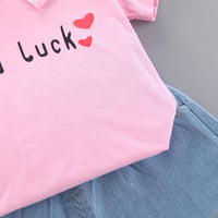 Toddler Girl Letter T-shirt & Solid Color Shorts Wholesale Children's Clothing - PrettyKid