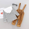 2-piece Striped Hoodie & Solid Dungarees for Children Boy - PrettyKid