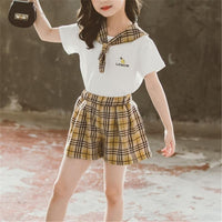 2-piece T-shirt & Plaid Shorts for Girl - PrettyKid