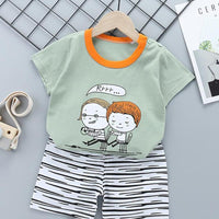 2pcs Cute Prints T-shirt and Pants No Shoes - PrettyKid