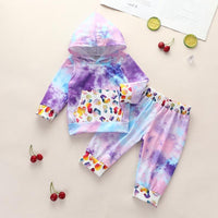 2-piece Tie Dye Gradient Hoodie & Pants for Baby Girl Wholesale children's clothing - PrettyKid