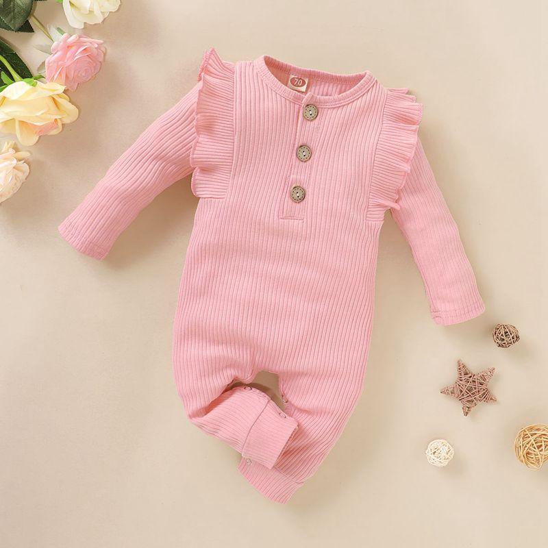 Solid Ruffle Jumpsuit for Baby Girl Wholesale children's clothing - PrettyKid