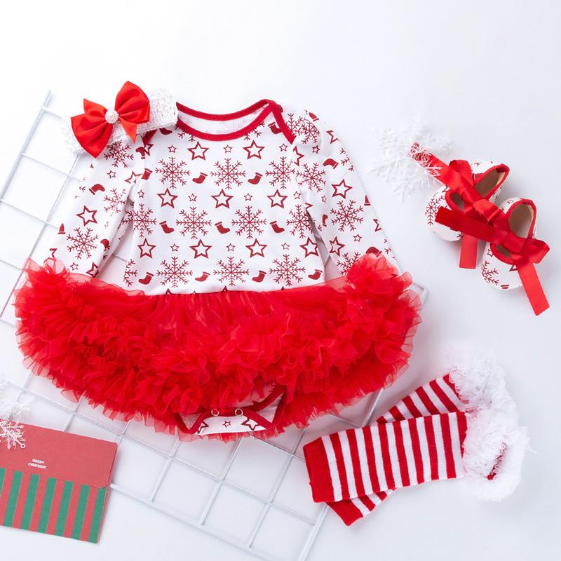 4-piece Cartoon Romper-skirt and Shoes and Bow and Leggings Sets for Baby Girl - PrettyKid