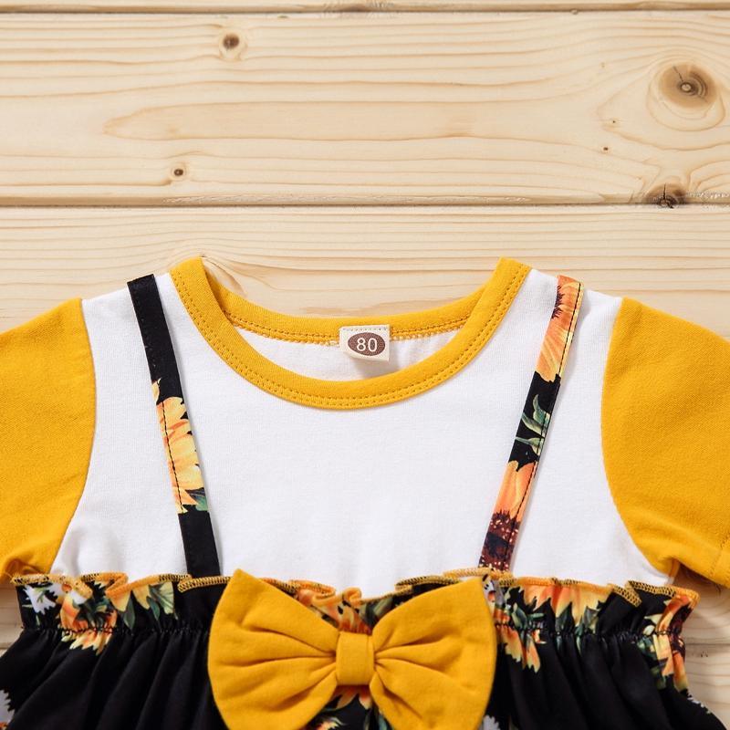 Toddler Girl Sunflower Print Dress - PrettyKid