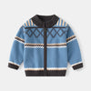 18M-6Y Toddler Boys Diamond Jacquard Zipper Cardigan Jacket Fashion Sweater Coat Wholesale Childrens Clothing Distributors - PrettyKid
