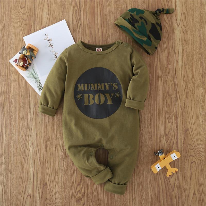 2-piece Letter Pattern Jumpsuit & Hat for Baby Wholesale children's clothing - PrettyKid