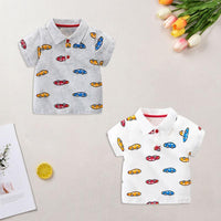 Toddler Boy Polo Neck Car Pattern Top Wholesale Children's Clothing - PrettyKid