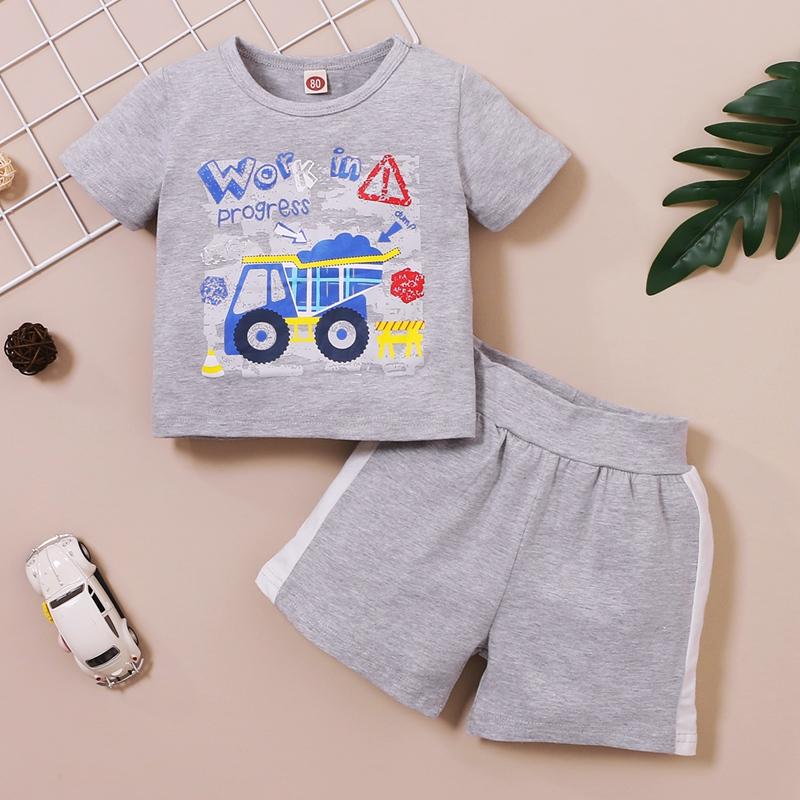 Baby Boy Truck Pattern T-shirt & Shorts Children's Clothing - PrettyKid