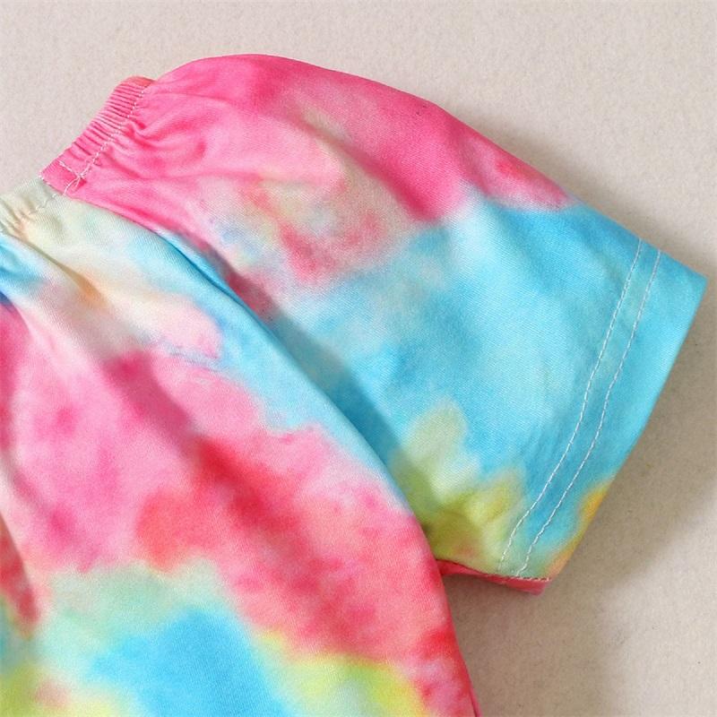 Toddler Girl Tie Dye Top & Ripped Denim Shorts - PrettyKid