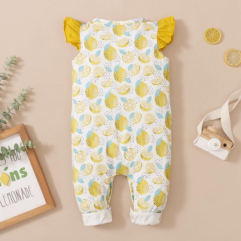 Baby Girl Lemon Pattern Jumpsuit - PrettyKid