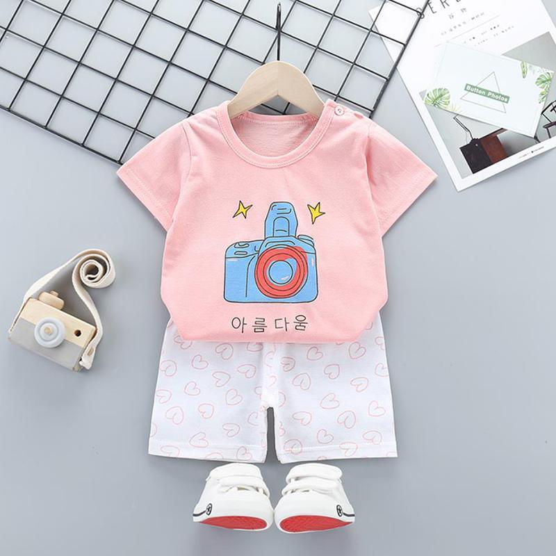 2pcs Cute Prints T-shirt and Pants No Shoes - PrettyKid