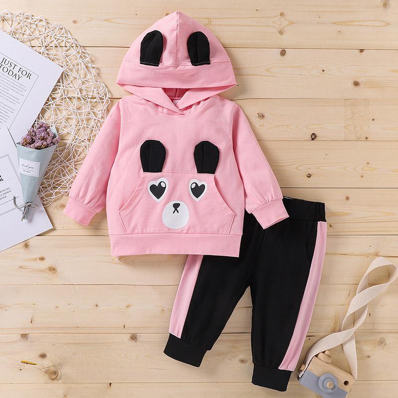 2-piece Rabbit Pattern Hoodie & Pants for Toddler Girl - PrettyKid