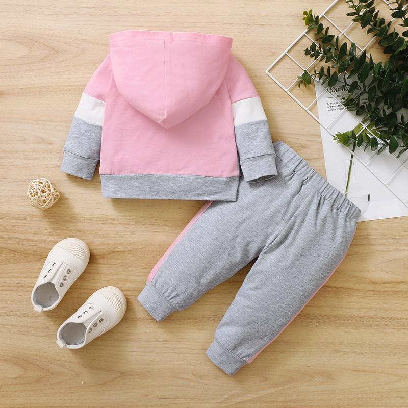 2-piece Color-block Hoodie & Pants for Baby Girl - PrettyKid