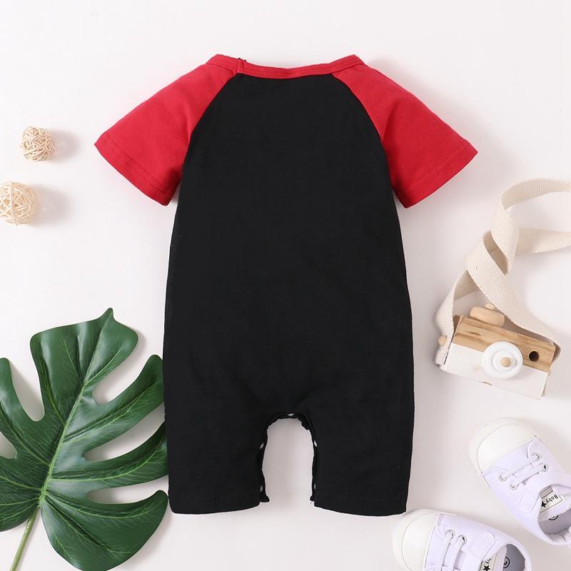 Baby Boy Color-block Letter Print Jumpsuit - PrettyKid