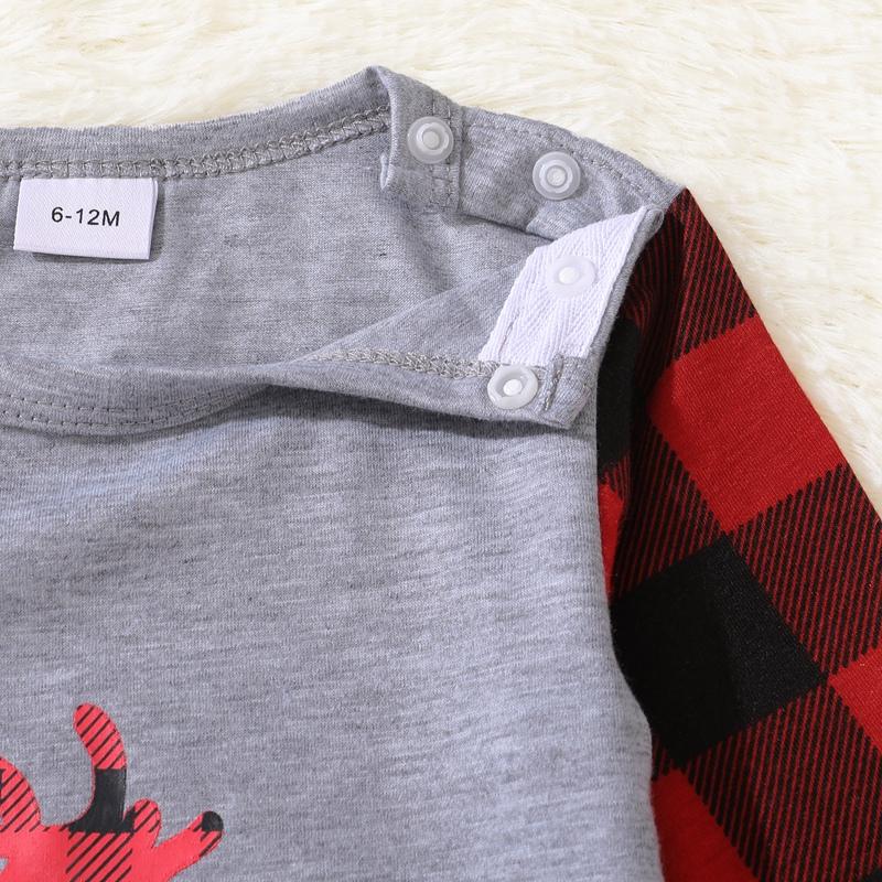 wholesale kid clothes Plaid Deer Pattern Family Matching Pajamas Sets Wholesale Children's Clothing - PrettyKid
