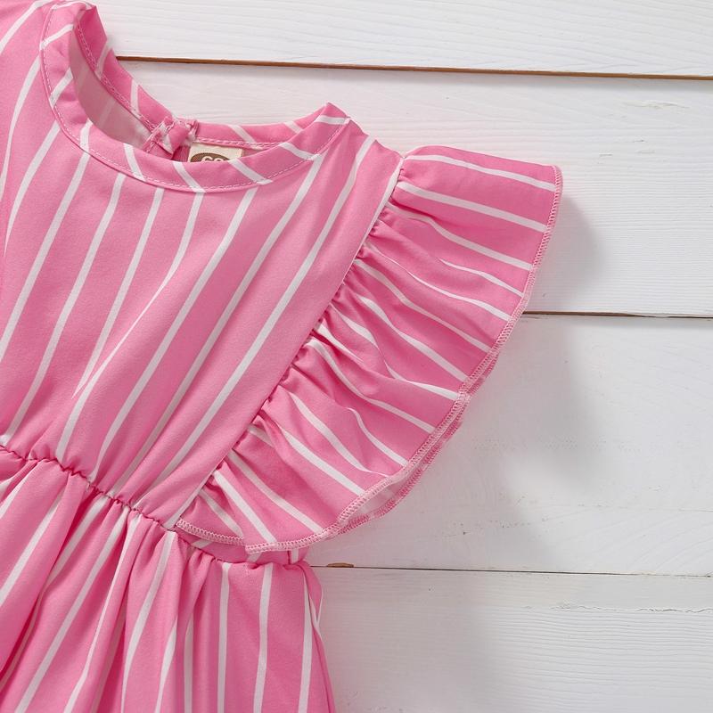 Toddler Girl Ruffle Armhole Striped Dress - PrettyKid