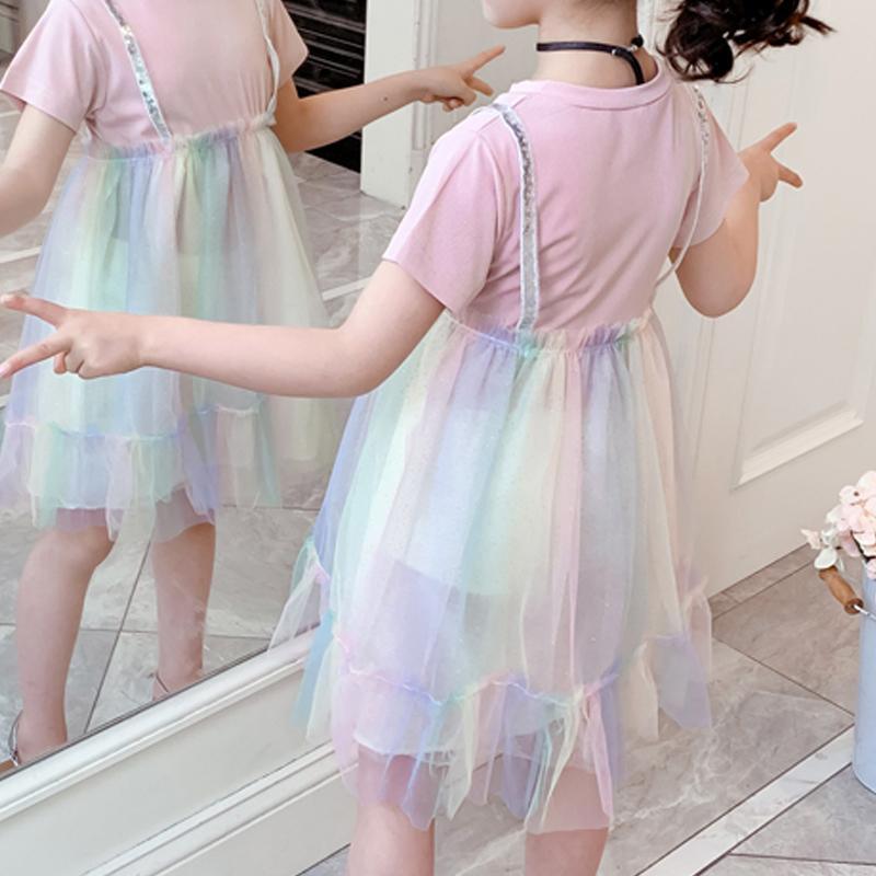 Girl Gradient Color Mesh Hem Dress - PrettyKid