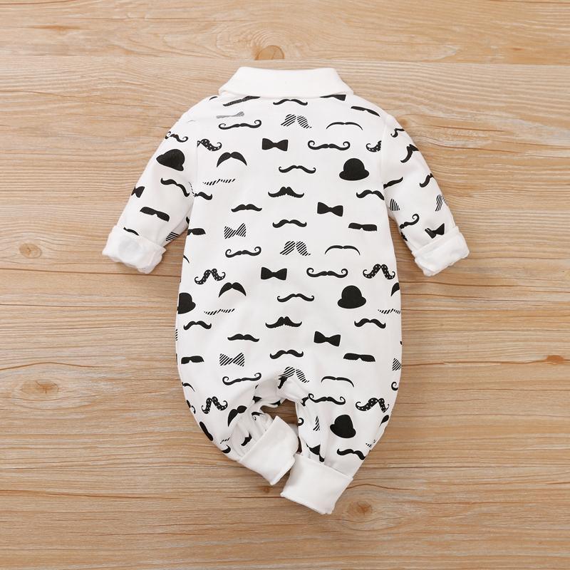 Beard Pattern Bow Tie Jumpsuit Wholesale children's clothing - PrettyKid