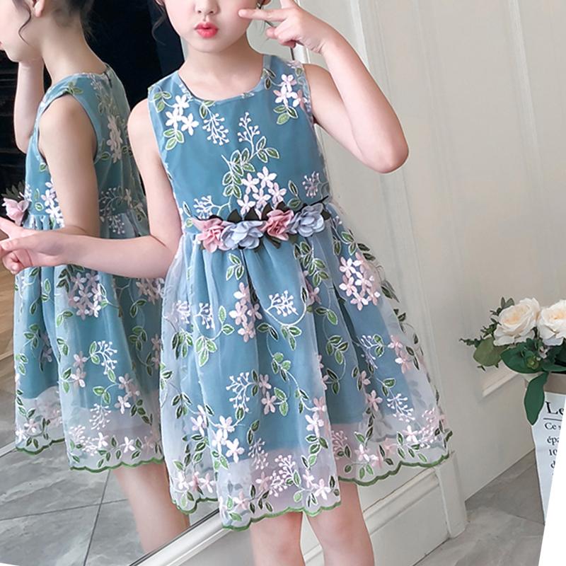 Floral Embroidered Gauze Dress for Girl - PrettyKid