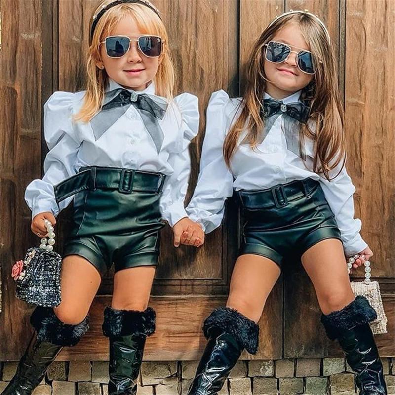 2-piece Shirt & Shorts Leather Pants for Toddler Girl - PrettyKid