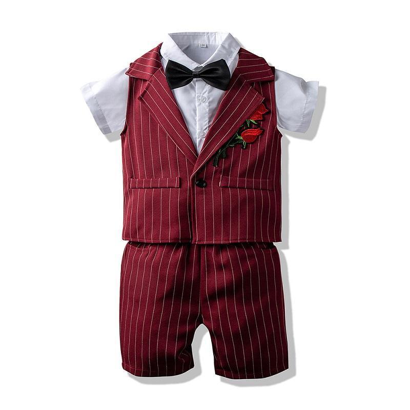 3Pcs Handsome Striped Suit Set - PrettyKid