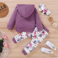 3-piece Letter Pattern Hoodie & Pants & Headband for Baby Girl - PrettyKid