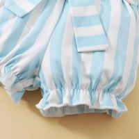 Baby Girl Cartoon Cloud Pattern Letter Print Bodysuit & Striped Shorts - PrettyKid