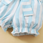 Baby Girl Cartoon Cloud Pattern Letter Print Bodysuit & Striped Shorts - PrettyKid