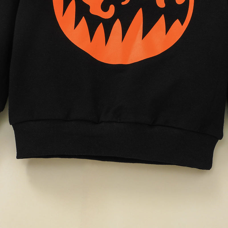 Toddler Kids Halloween Pumpkin Head Black Stripe Long Sleeve Suit Children's Boutique Wholesale Suppliers - PrettyKid