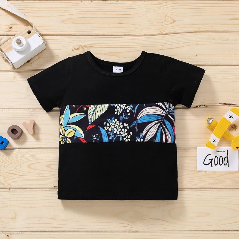 Grow Boy Splice Color Leaves T-shirt - PrettyKid