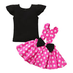 9M-4Y Toddler Girls Outfits Set Flutter Sleeve Top & Polka Dots Suspender Skirts Wholesale Girls Fashion Clothes - PrettyKid