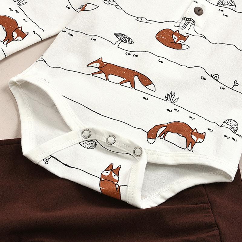 2PCS Cute Cartoon Animal Print Babysuits and Pants Wholesale children's clothing - PrettyKid