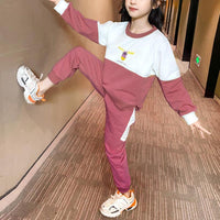 2-piece Color-block Sweatshirt & Pants for Girl - PrettyKid