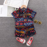 Toddler Boy Fish Shell Pattern Shirt Suit - PrettyKid
