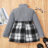 Wholesale Kids Girls Plaid,Solid Polo neck Twopcs Top+Skirt in Bulk - PrettyKid