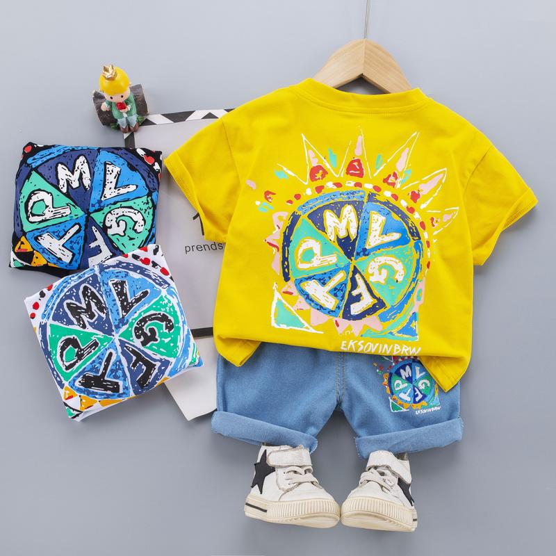 Toddler Boy Letter Fun Printing T-shirt & Shorts Children's Clothing - PrettyKid