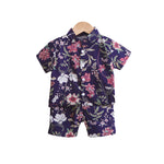 18M-6Y Toddler Boys Sets Beach Sunflower Print Shirts & Shorts Wholesale Boy Boutique Clothes - PrettyKid