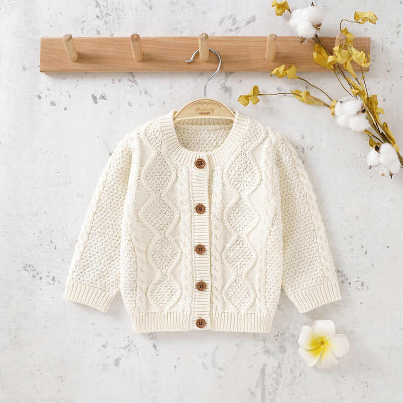 Wholesale Baby Solid Color Long Sleeve Sweater Cardigan in Bulk - PrettyKid