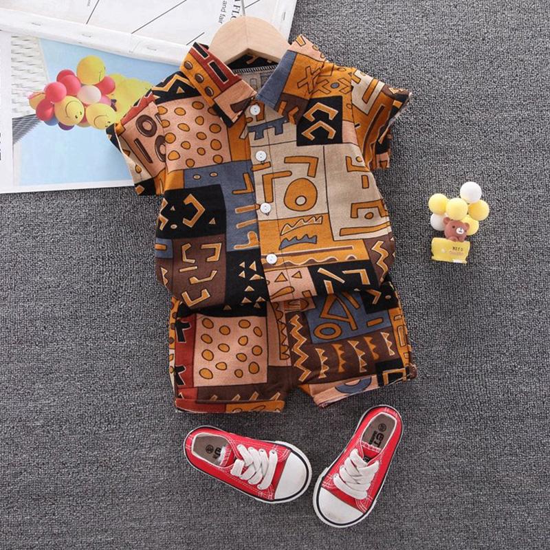2-piece Letter Pattern Short Sleeve Shirt & Shorts for Toddler Boy Children's Clothing - PrettyKid